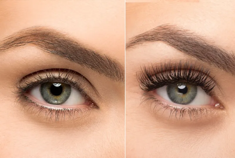 Brow shaping, before and after